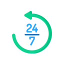 24/7 availability icon
