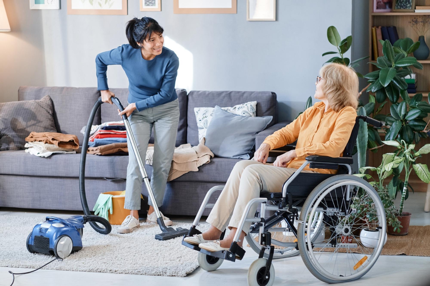 Caregiver helping pack and organize during a move