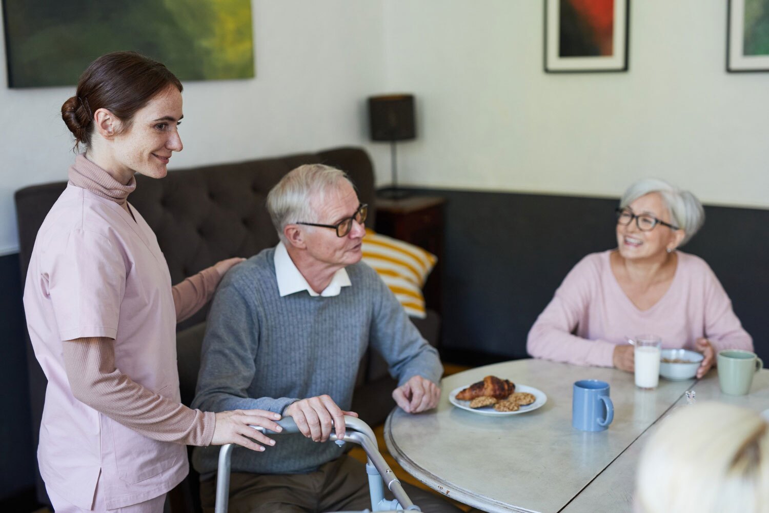 Respite caregiver spending time with a senior client
